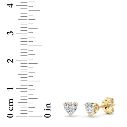 Heart Shaped Lab Grown Diamond (F/VS) HeartShaped Earrings in 14K Gold