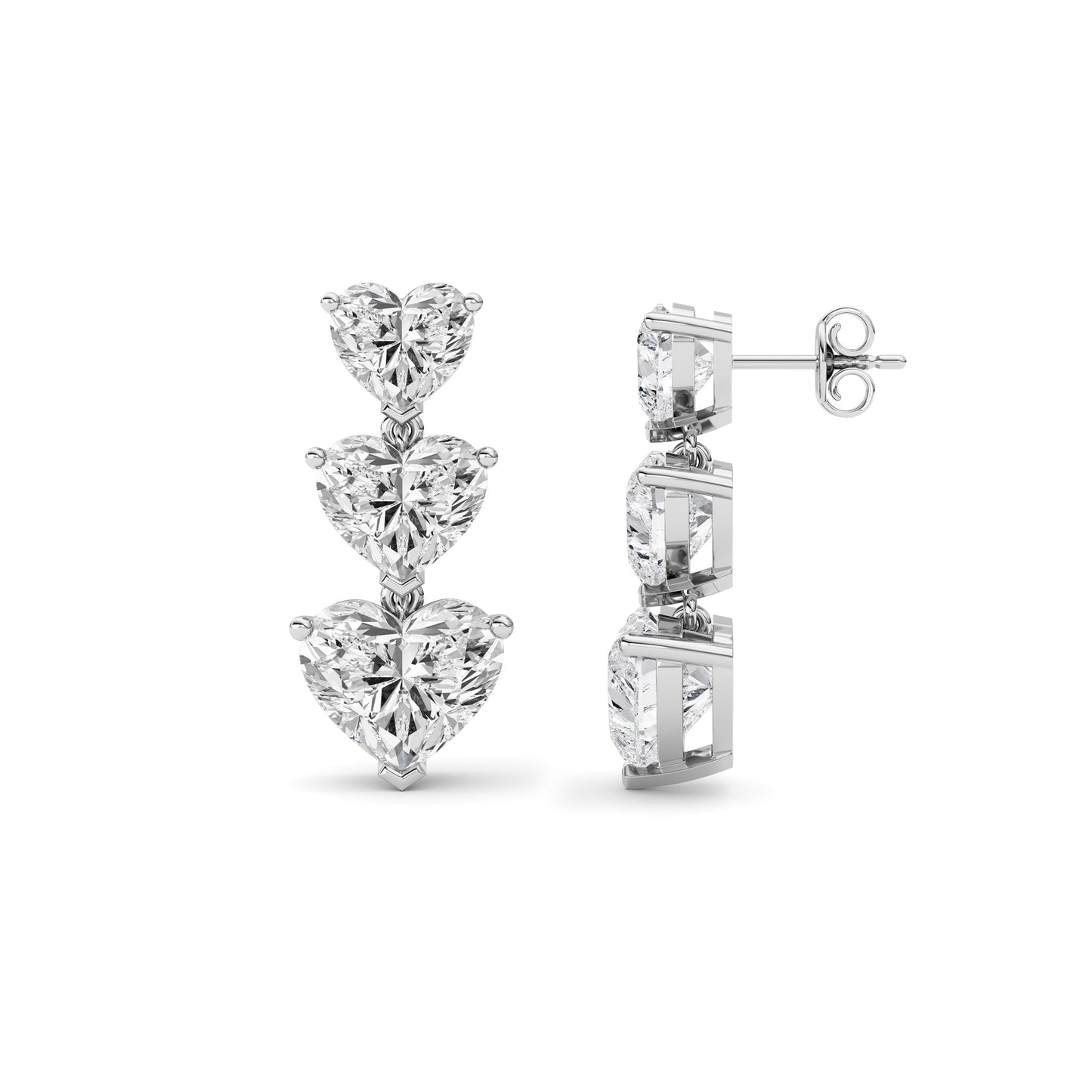 16Cttw Heart Shaped Lab Grown Diamond (F/VS ) Earrings in 14K Gold