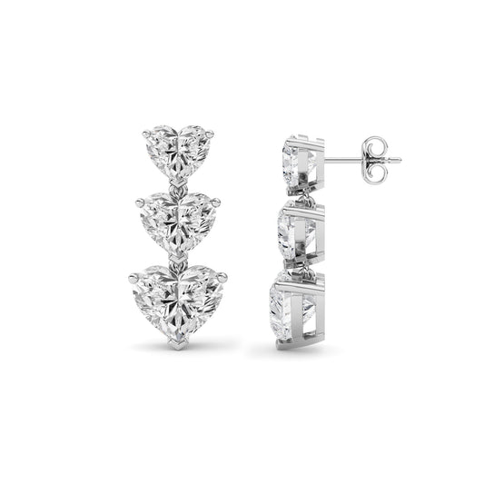 16Cttw Heart Shaped Lab Grown Diamond (F/VS ) Earrings in 14K Gold