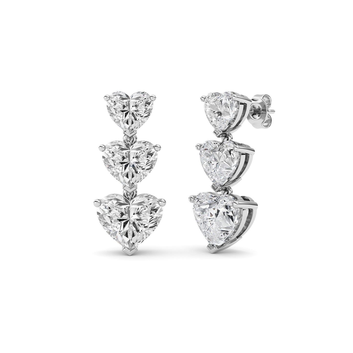 16Cttw Heart Shaped Lab Grown Diamond (F/VS ) Earrings in 14K Gold