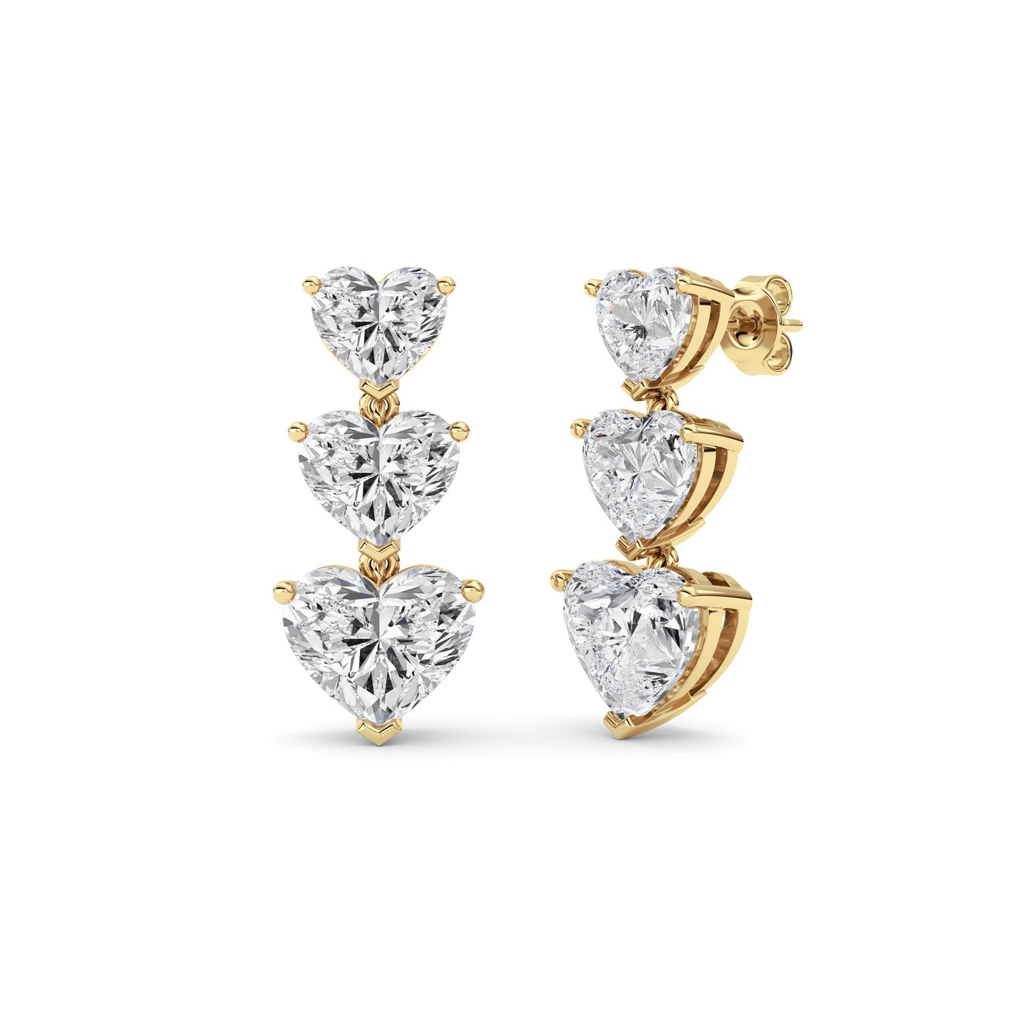 16Cttw Heart Shaped Lab Grown Diamond (F/VS ) Earrings in 14K Gold