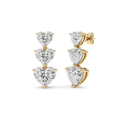 16Cttw Heart Shaped Lab Grown Diamond (F/VS ) Earrings in 14K Gold