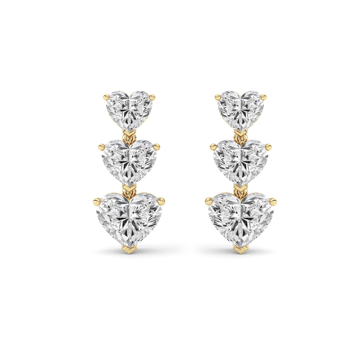16Cttw Heart Shaped Lab Grown Diamond (F/VS ) Earrings in 14K Gold