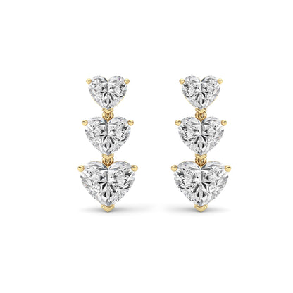 16Cttw Heart Shaped Lab Grown Diamond (F/VS ) Earrings in 14K Gold
