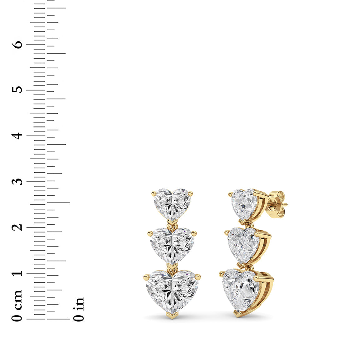 16Cttw Heart Shaped Lab Grown Diamond (F/VS ) Earrings in 14K Gold