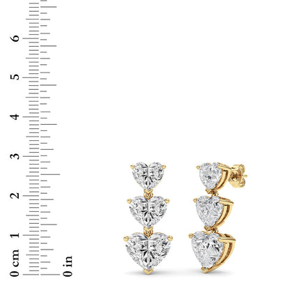 16Cttw Heart Shaped Lab Grown Diamond (F/VS ) Earrings in 14K Gold