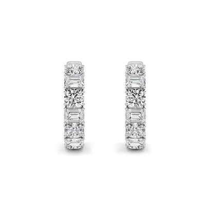 5Cttw Emerald Shaped Lab Grown Diamond (F/VS )Inside Out Hoop Earrings in 14K Gold