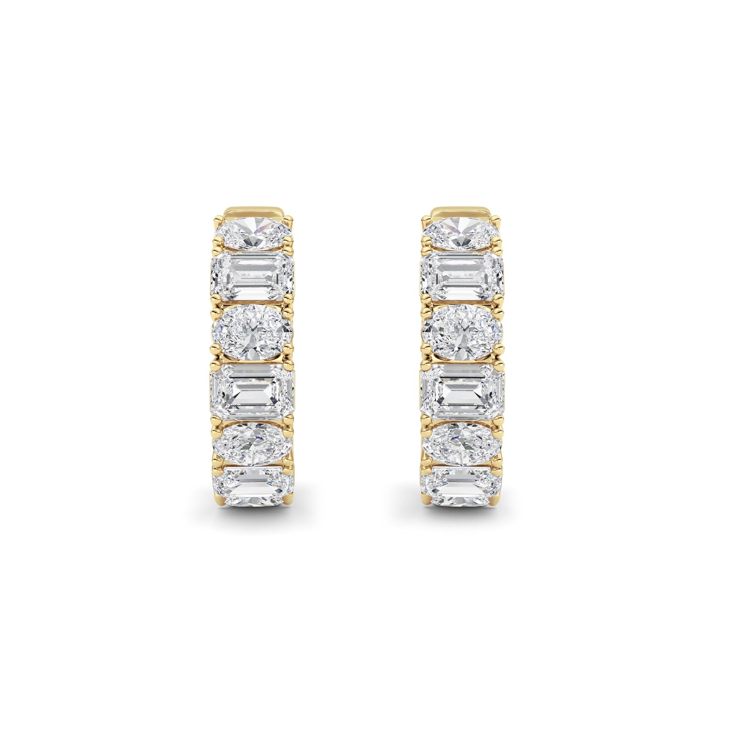 5Cttw Emerald Shaped Lab Grown Diamond (F/VS )Inside Out Hoop Earrings in 14K Gold
