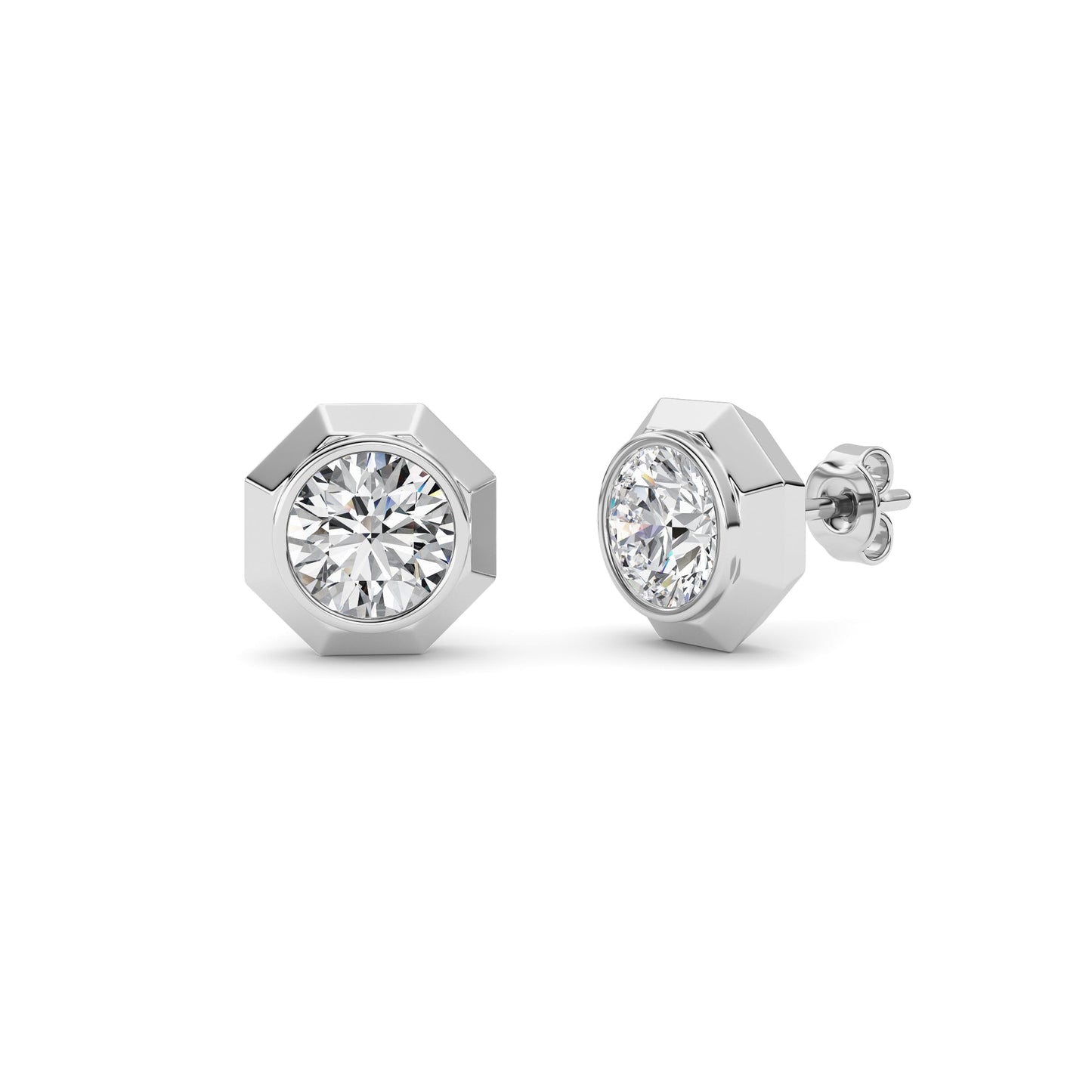 2Cttw Round Shaped Lab Grown Diamond (F/VS ) StudEarrings in 14K Gold