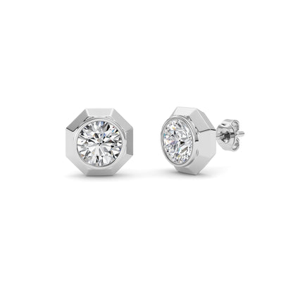 2Cttw Round Shaped Lab Grown Diamond (F/VS ) StudEarrings in 14K Gold