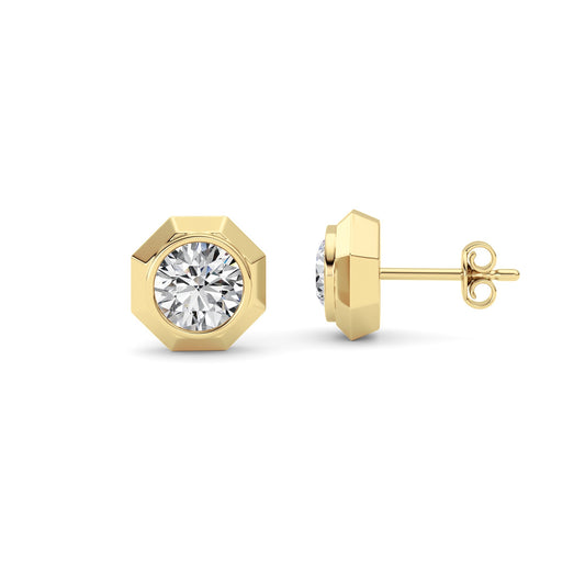2Cttw Round Shaped Lab Grown Diamond (F/VS ) StudEarrings in 14K Gold