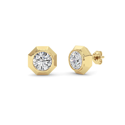 2Cttw Round Shaped Lab Grown Diamond (F/VS ) StudEarrings in 14K Gold