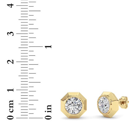 2Cttw Round Shaped Lab Grown Diamond (F/VS ) StudEarrings in 14K Gold