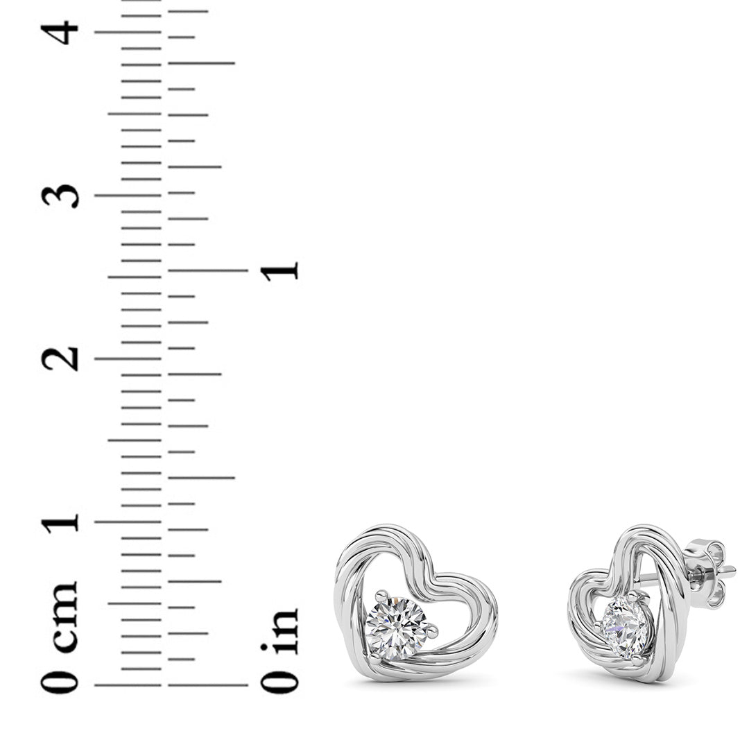 Round Shaped Lab Grown Diamond (F/VS ) Heart Earrings in 14K Gold