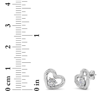 Round Shaped Lab Grown Diamond (F/VS ) Heart Earrings in 14K Gold