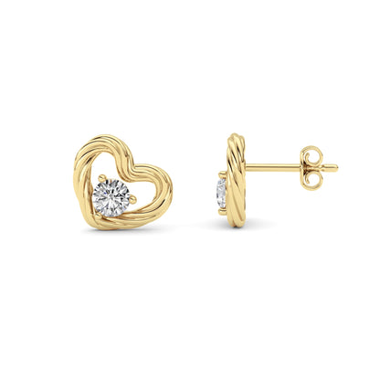 0.5Cttw Round Shaped Lab Grown Diamond (F/VS ) Heart Earrings in 14K Gold