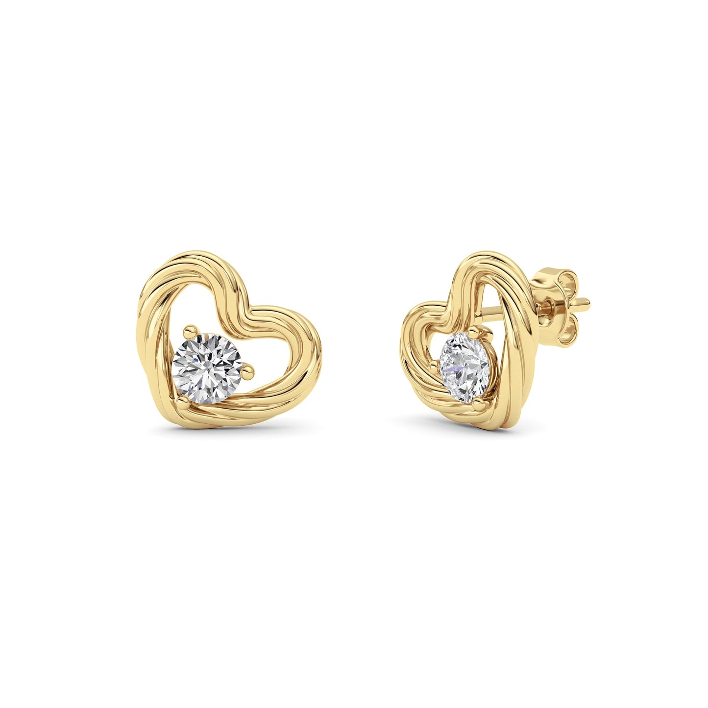 0.5Cttw Round Shaped Lab Grown Diamond (F/VS ) Heart Earrings in 14K Gold