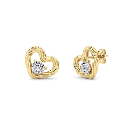 0.5Cttw Round Shaped Lab Grown Diamond (F/VS ) Heart Earrings in 14K Gold