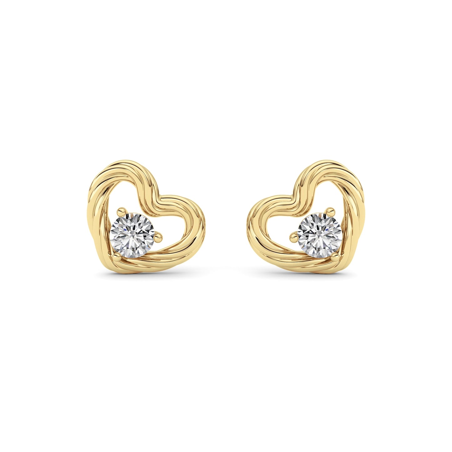 0.5Cttw Round Shaped Lab Grown Diamond (F/VS ) Heart Earrings in 14K Gold
