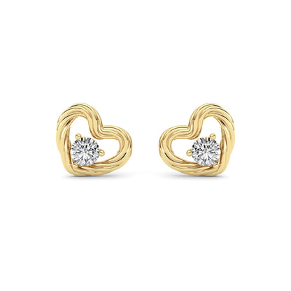 0.5Cttw Round Shaped Lab Grown Diamond (F/VS ) Heart Earrings in 14K Gold