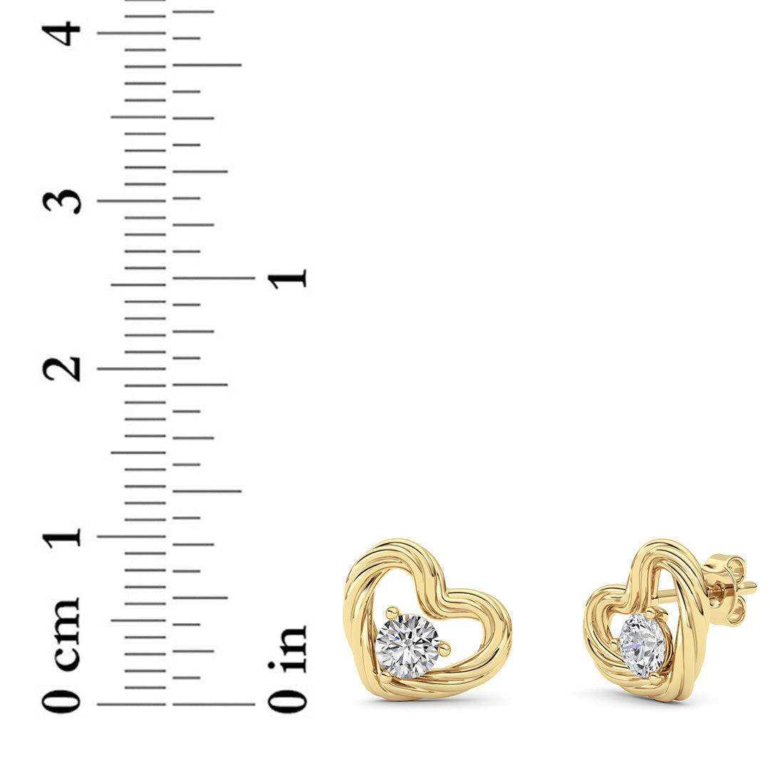 0.5Cttw Round Shaped Lab Grown Diamond (F/VS ) Heart Earrings in 14K Gold