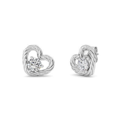 Round Shaped Lab Grown Diamond (F/VS ) Heart Earrings in 14K Gold