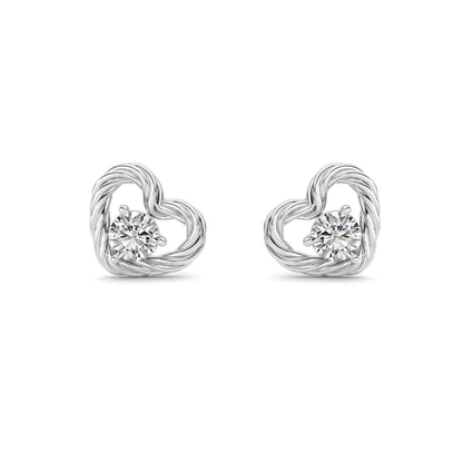 Round Shaped Lab Grown Diamond (F/VS ) Heart Earrings in 14K Gold
