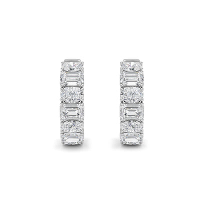 5Cttw Emerald Shaped Lab Grown Diamond (F/VS )Inside Out Hoop Earrings in 14K Gold