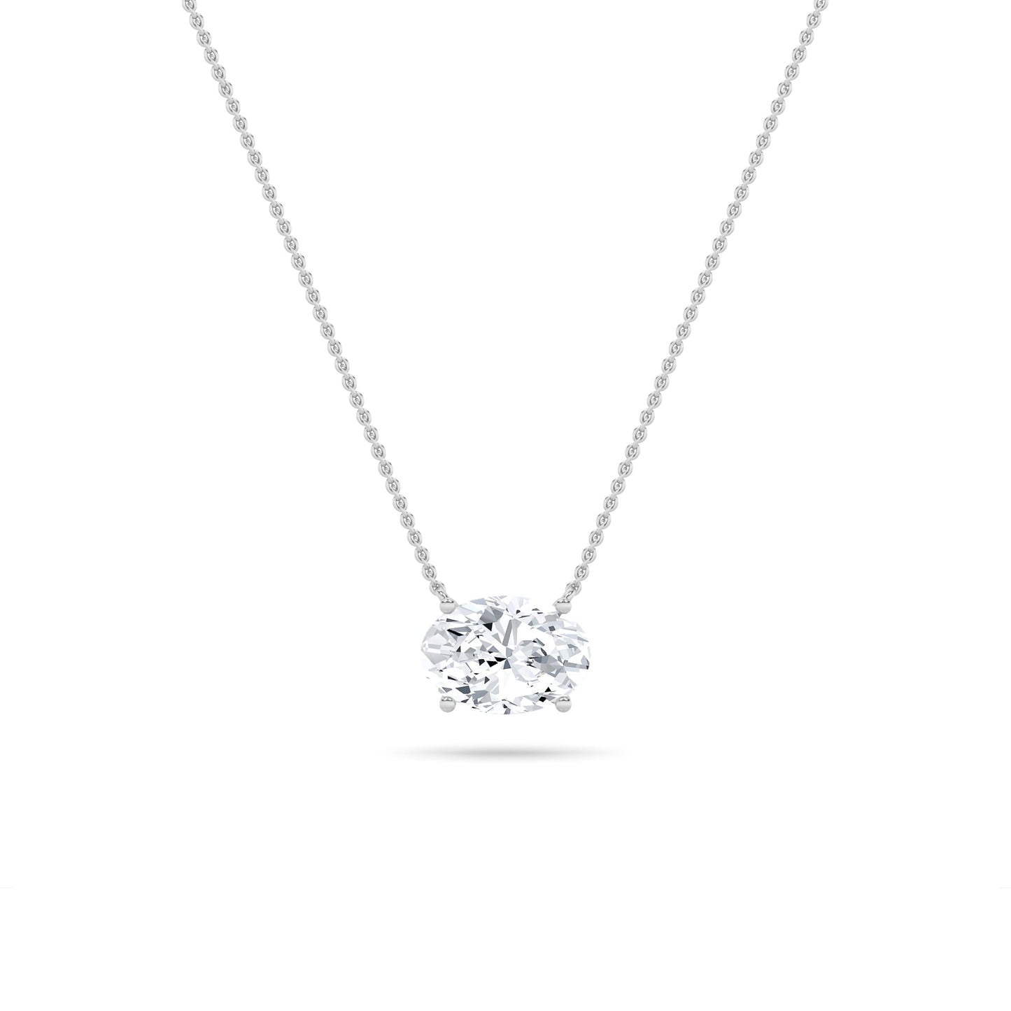 Oval F/VS Lab Grown Diamond Prong 14K White Gold East West Solitaire Pendant Necklace