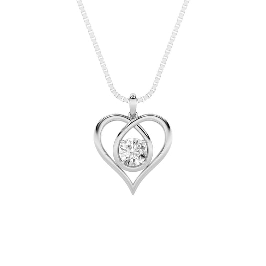 1.5ct Round Shaped Lab Grown Diamond (F/VS) Heart Shaped Pendant in 14K White Gold