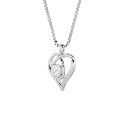 1.5ct Round Shaped Lab Grown Diamond (F/VS) Heart Shaped Pendant in 14K White Gold