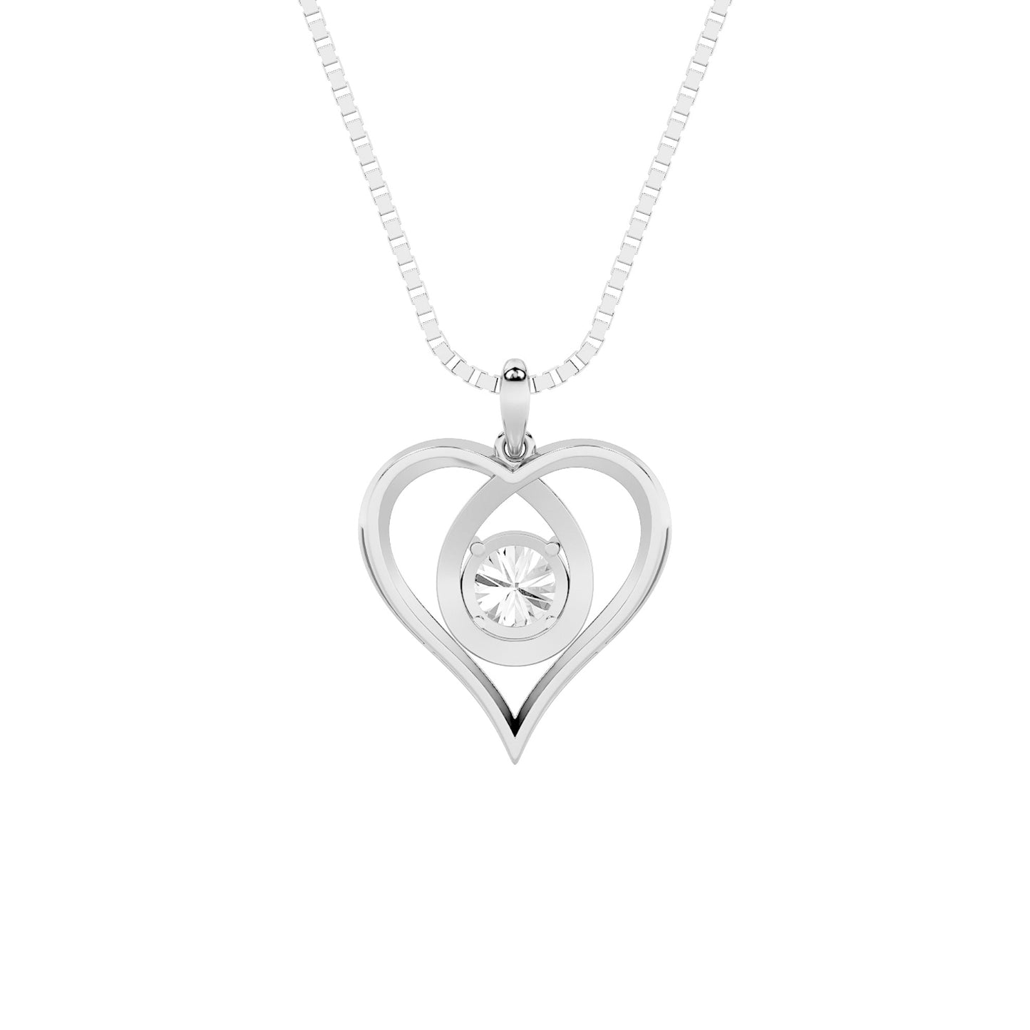 1.5ct Round Shaped Lab Grown Diamond (F/VS) Heart Shaped Pendant in 14K White Gold