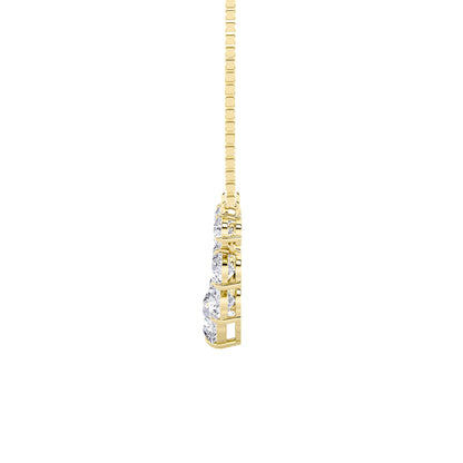 Round (F/VS) Lab Grown Diamond Prong 14K Yellow Gold Three-Stone Past Present Future Pendant Necklace