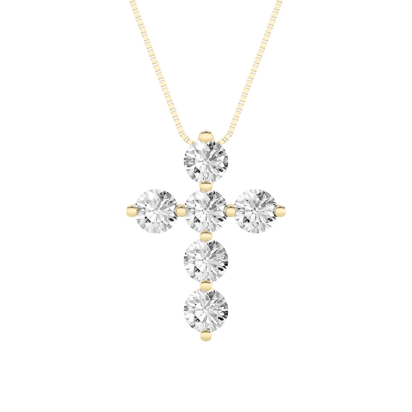 1.5ct Round Shaped Lab Grown Diamond (F/VS) Cross Pendant in 14K Yellow Gold