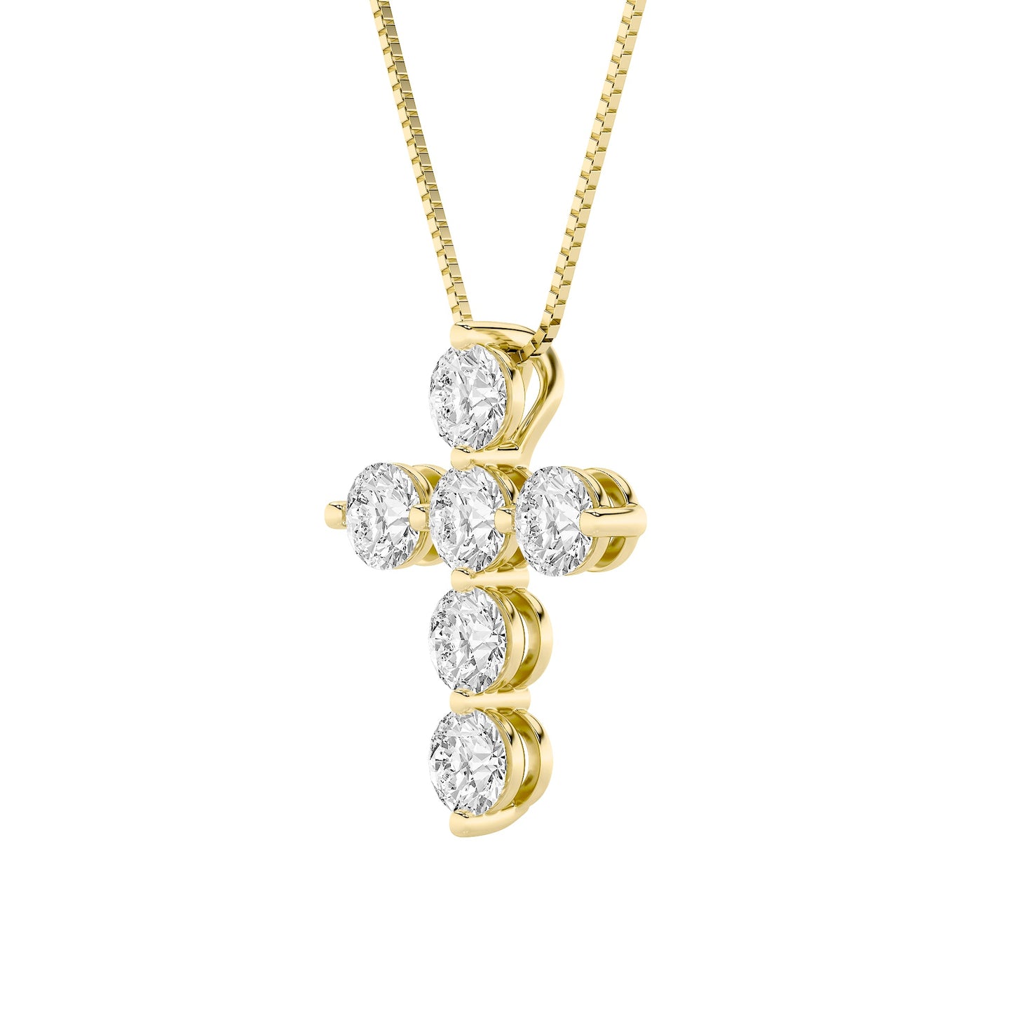 1.5ct Round Shaped Lab Grown Diamond (F/VS) Cross Pendant in 14K Yellow Gold