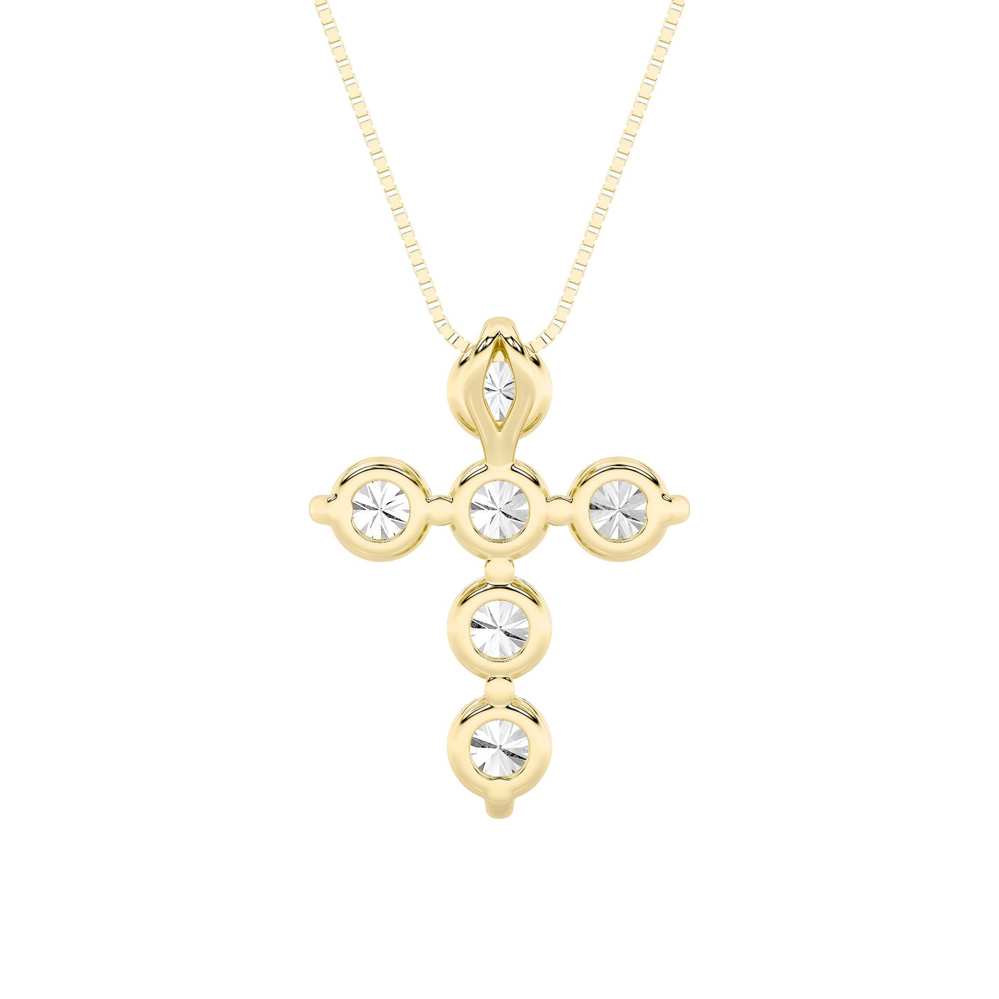 1.5ct Round Shaped Lab Grown Diamond (F/VS) Cross Pendant in 14K Yellow Gold