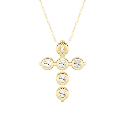 1.5ct Round Shaped Lab Grown Diamond (F/VS) Cross Pendant in 14K Yellow Gold