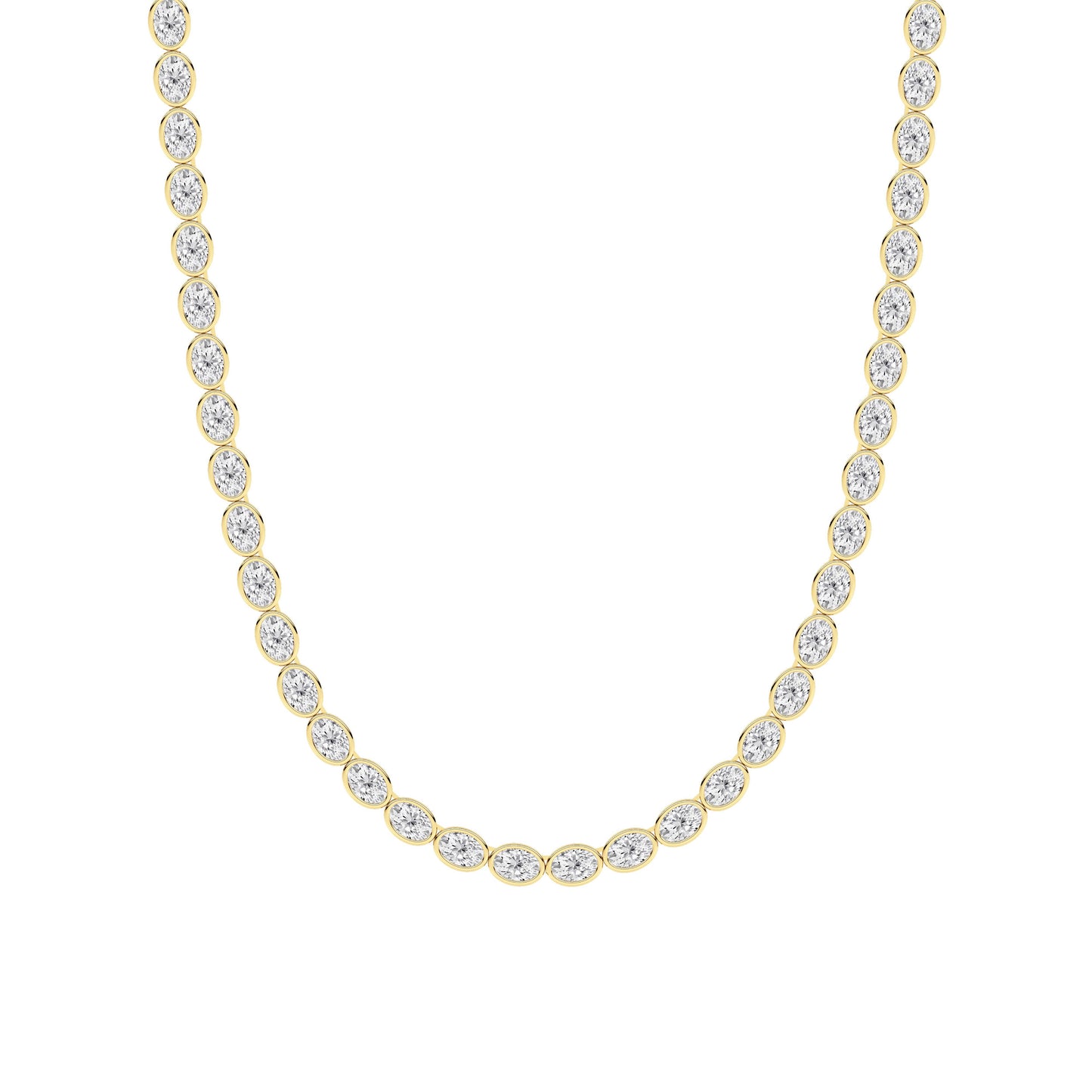 30.0ct Oval Lab Grown Diamond (F/VS ) Bezel Set Necklace in 14K Yellow Gold