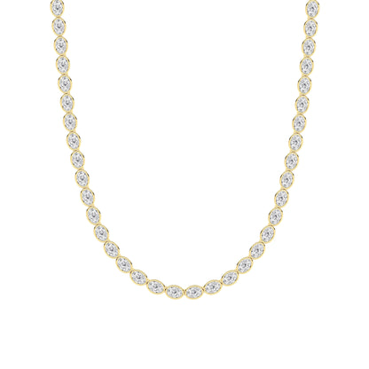 30.0ct Oval Lab Grown Diamond (F/VS ) Bezel Set Necklace in 14K Yellow Gold