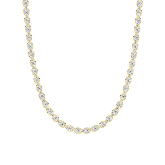 30.0ct Oval Lab Grown Diamond (F/VS ) Bezel Set Necklace in 14K Yellow Gold