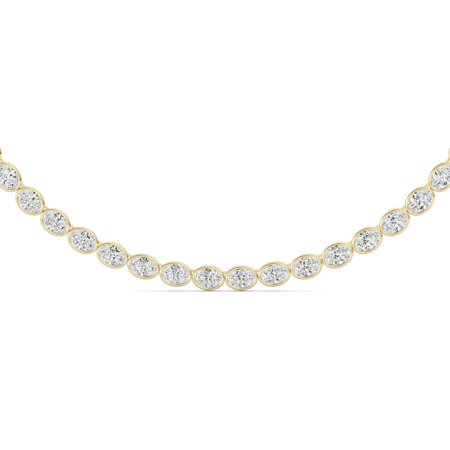 30.0ct Oval Lab Grown Diamond (F/VS ) Bezel Set Necklace in 14K Yellow Gold