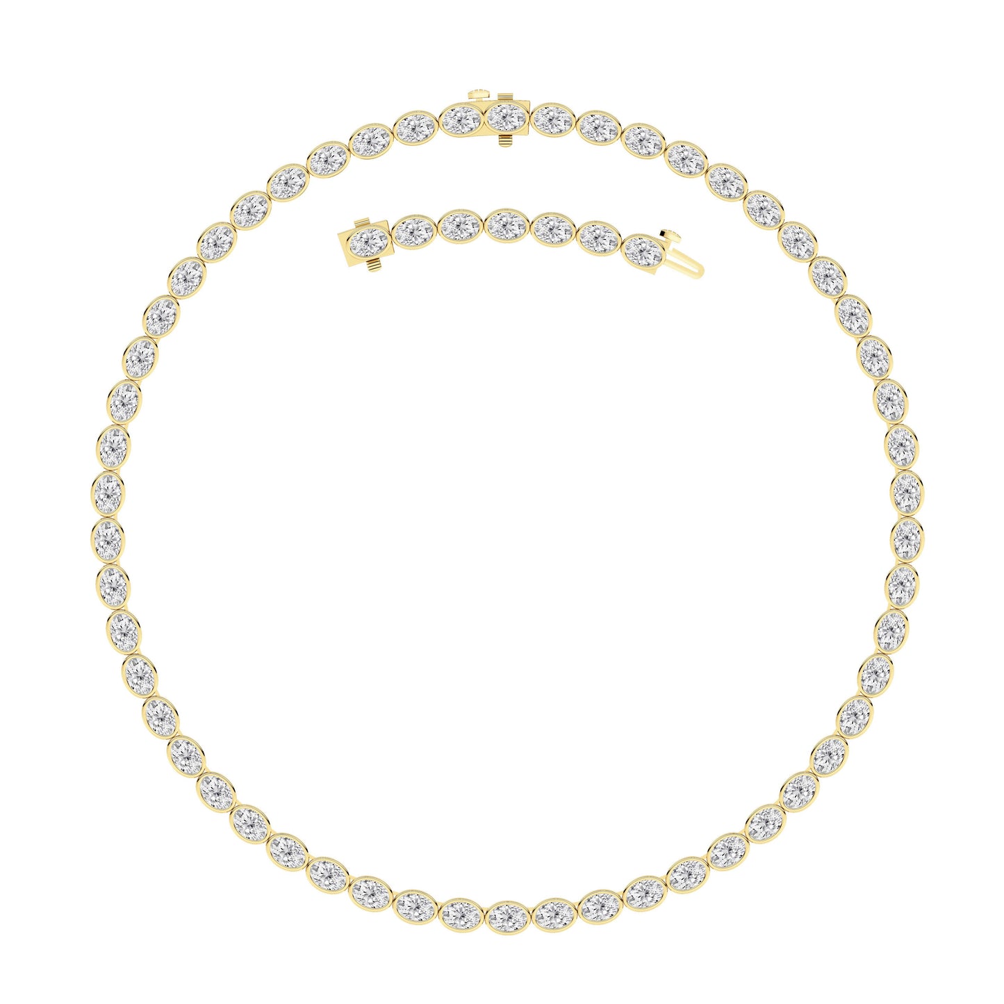 30.0ct Oval Lab Grown Diamond (F/VS ) Bezel Set Necklace in 14K Yellow Gold