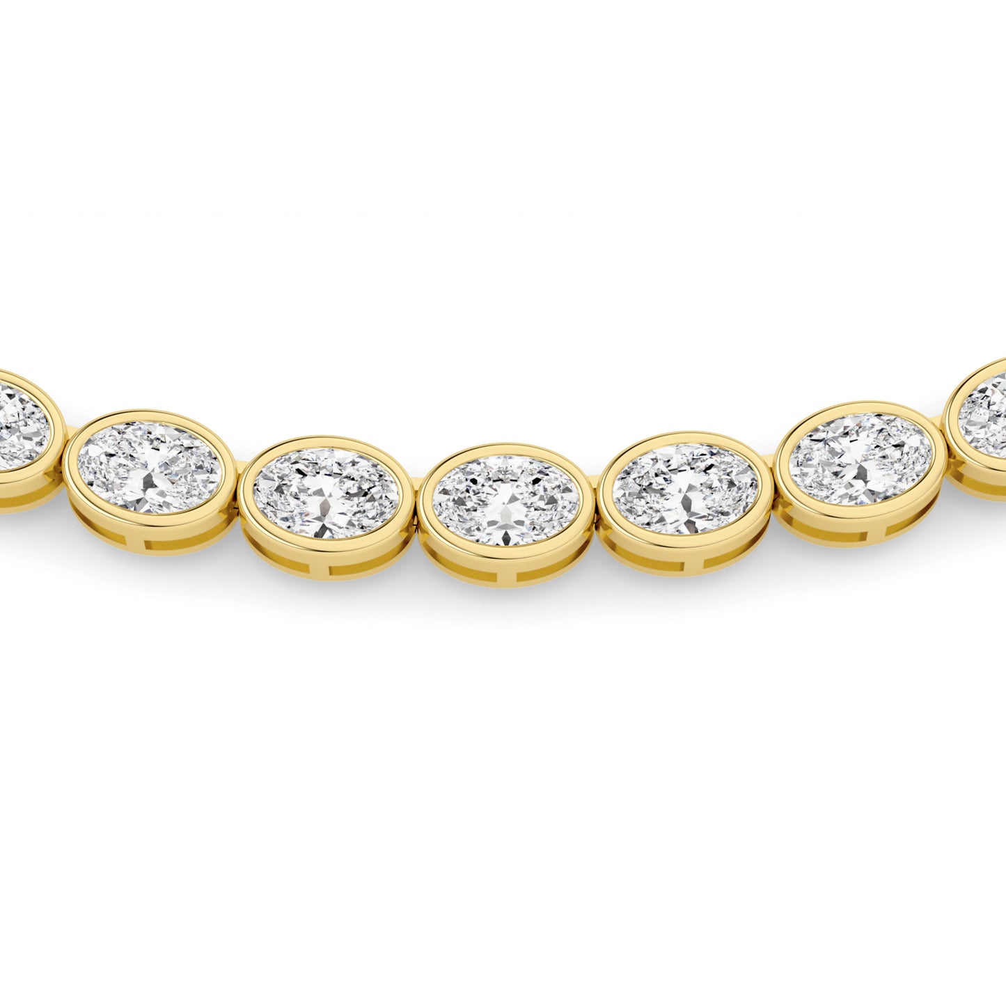 30.0ct Oval Lab Grown Diamond (F/VS ) Bezel Set Necklace in 14K Yellow Gold