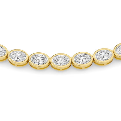 30.0ct Oval Lab Grown Diamond (F/VS ) Bezel Set Necklace in 14K Yellow Gold