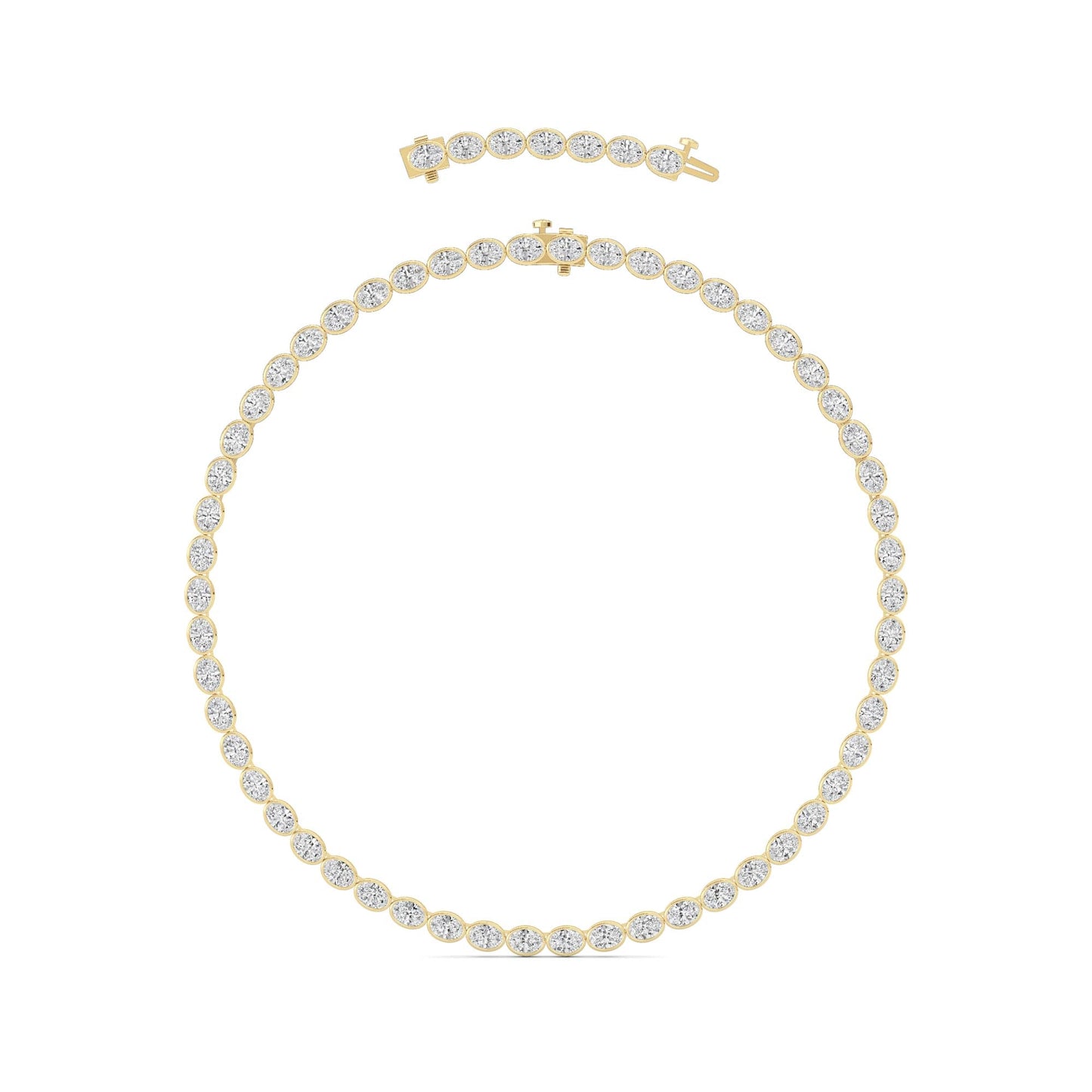 30.0ct Oval Lab Grown Diamond (F/VS ) Bezel Set Necklace in 14K Yellow Gold