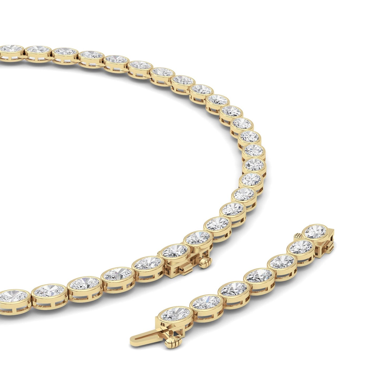 30.0ct Oval Lab Grown Diamond (F/VS ) Bezel Set Necklace in 14K Yellow Gold