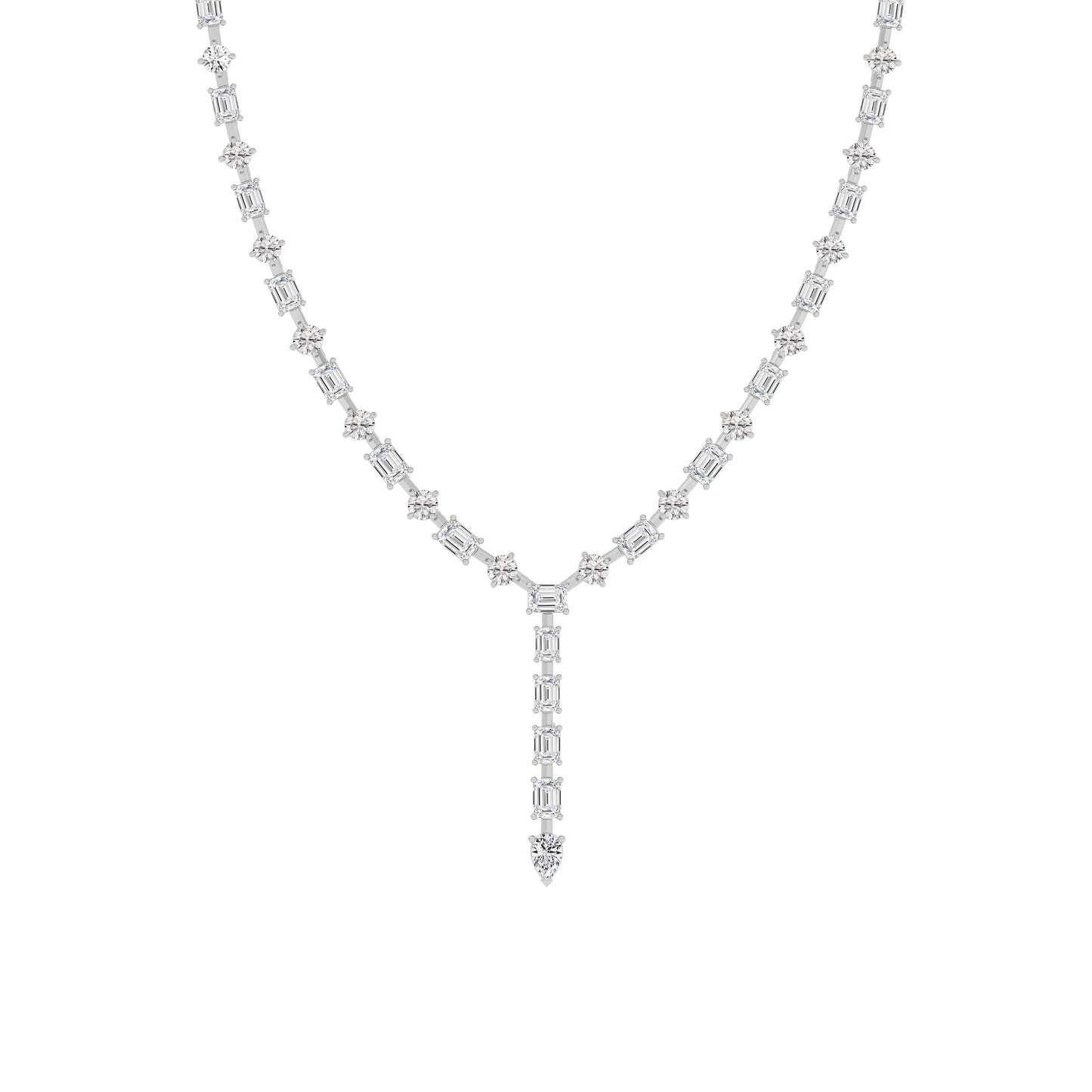 20.0 Ct Multi-Shape (F/VS) Lab Grown Diamond Prong 14K White Gold Classic Eternity Tennis Necklace