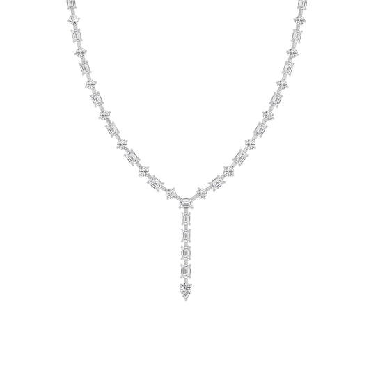 20.0 Ct Multi-Shape (F/VS) Lab Grown Diamond Prong 14K White Gold Classic Eternity Tennis Necklace