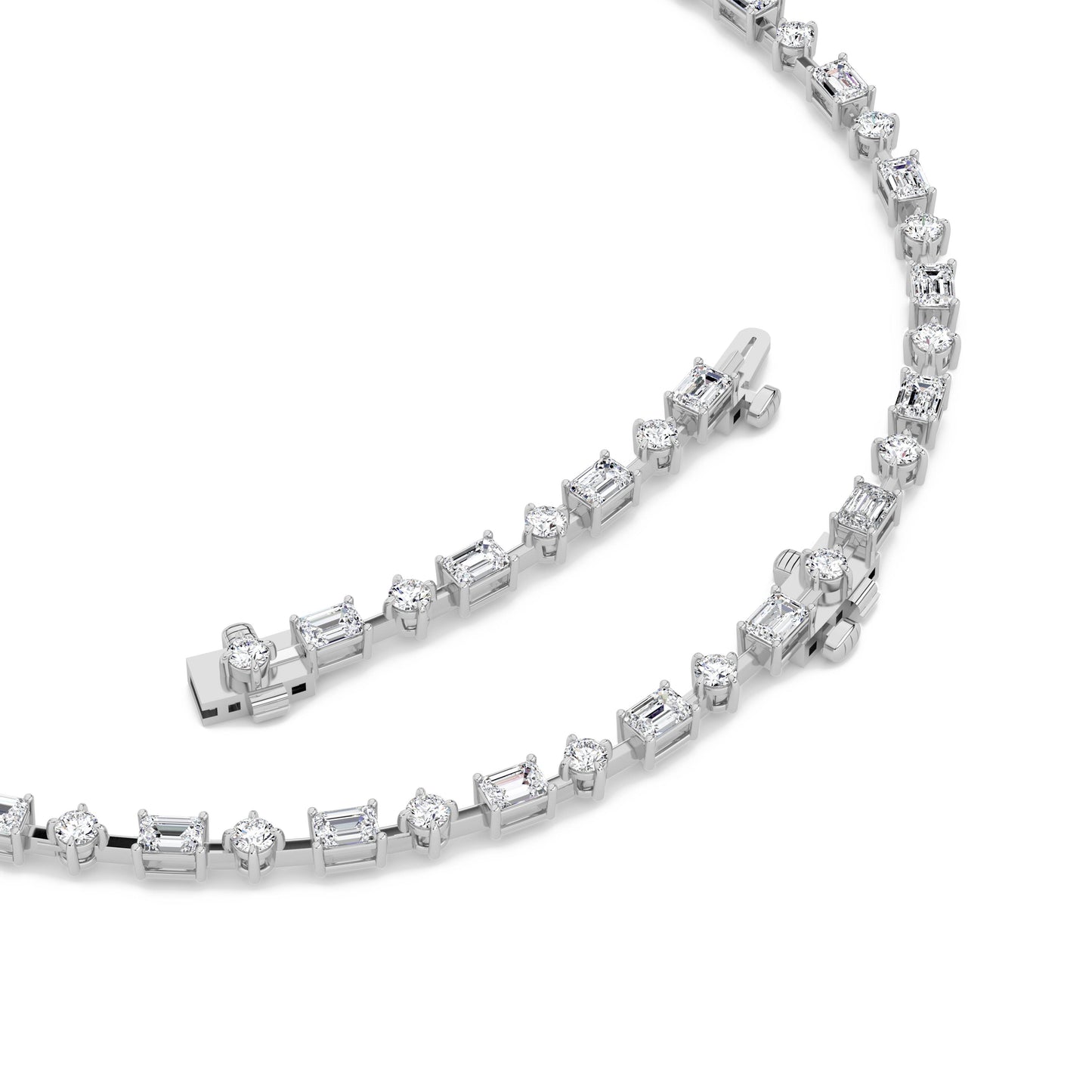 20.0 Ct Multi-Shape (F/VS) Lab Grown Diamond Prong 14K White Gold Classic Eternity Tennis Necklace