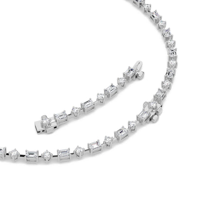 20.0 Ct Multi-Shape (F/VS) Lab Grown Diamond Prong 14K White Gold Classic Eternity Tennis Necklace